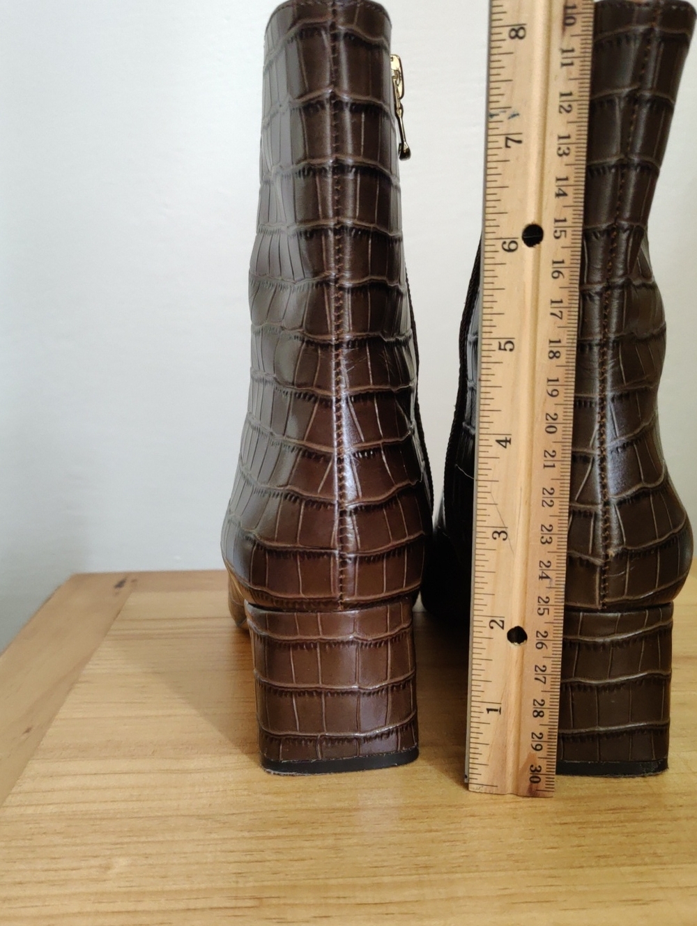 Ann Taylor Crocodile Embossed Brown Ankle Boots - Picture 10 of 11